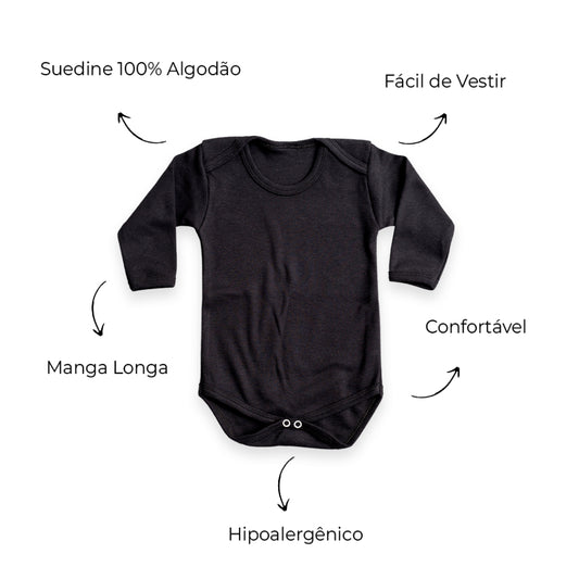 Body Bebê Manga Longa RN/P/M/G Suedine 100% Algodão