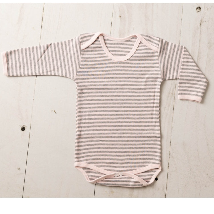 Body Bebê Manga Longa RN/P/M/G Listrado Suedine 100% Algodão