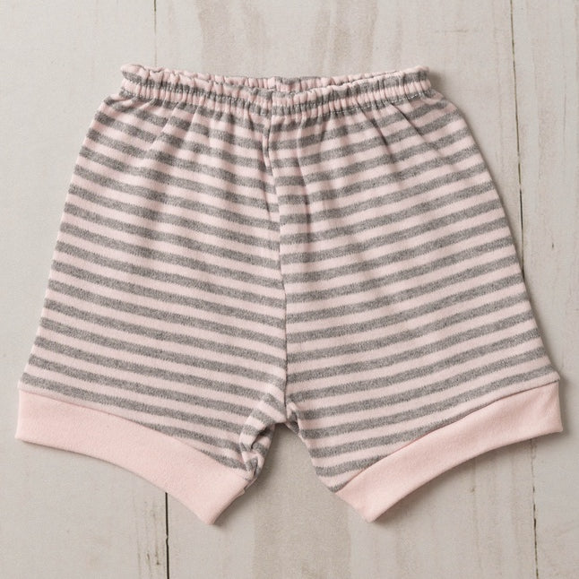 Short Tapa Fralda RN/P/M/G Suedine Listrado 100% Algodão