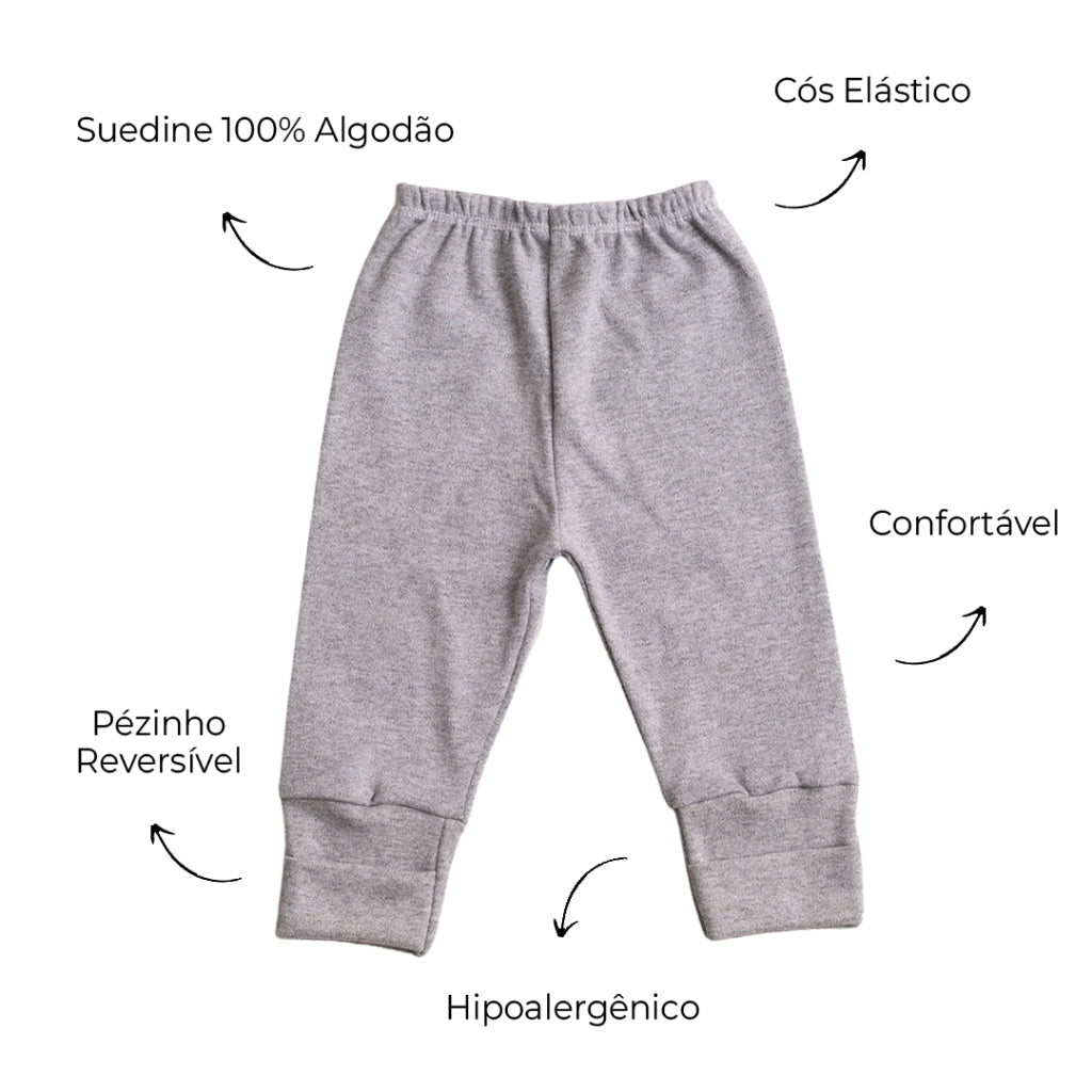 KIT 3 Peças Calça/Mijão RN/P/M/G Culote Suedine Pé Reversível 100% Algodão